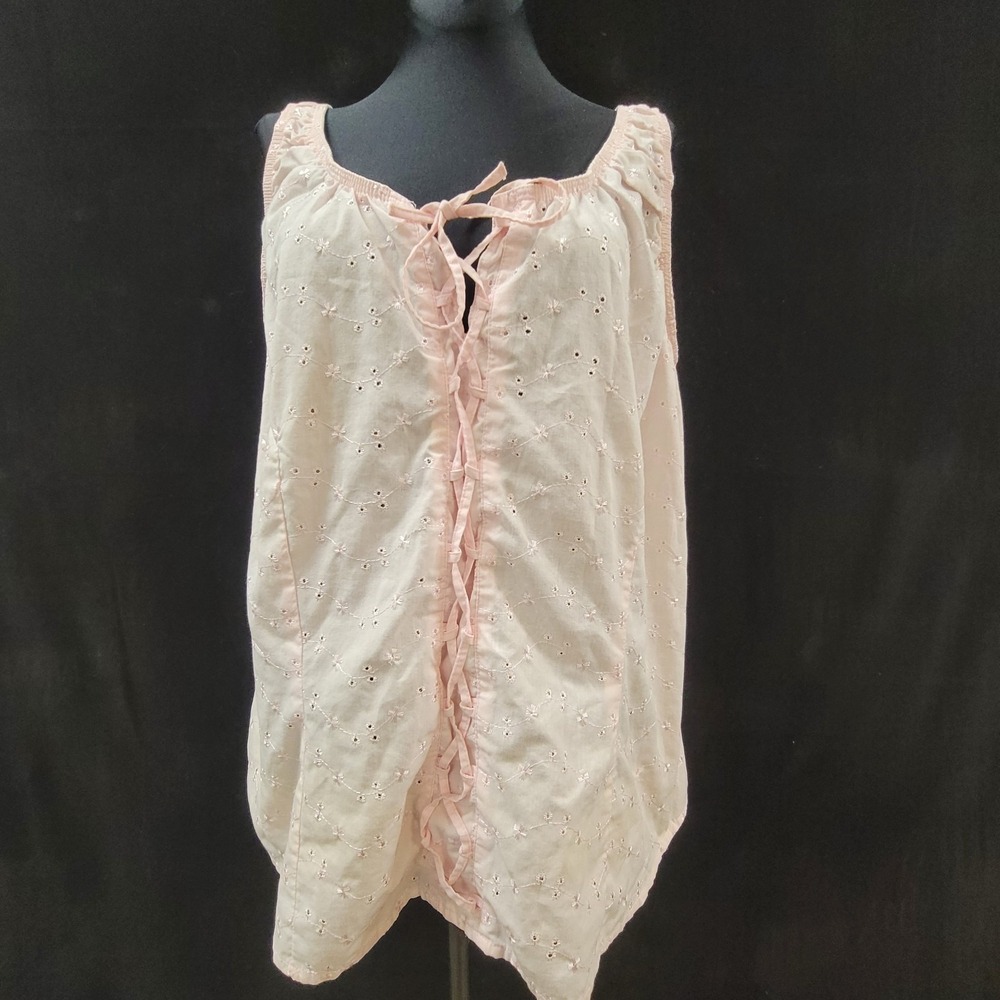 Lace Up Baby Pink Top Size 3X Romantic Cottagecore Renassaince Coquette Tank
